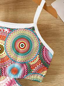 Đầm croptop dệt kim họa tiết chấm bi tròn, màu sắc tươi tắn, phong cách bohemian, thời trang thường ngày, sáng tạo, cá tính, thoải mái cho bé gái mặc hàng ngày, phù hợp cho kỳ nghỉ hè, tạo nên những bộ trang phục năng động. - Nhiều màu - Xem 5