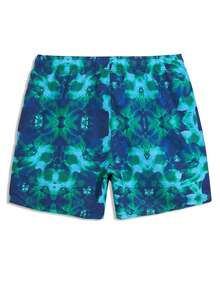 Azuldrift 男士印花抽绳腰带口袋沙滩短裤 - 藍色 - 查看 8