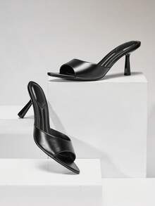 SHUZIA Giày sandal cao gót mũi nhọn tối giản gợi cảm dành cho nữ. - màu đen - Xem 7