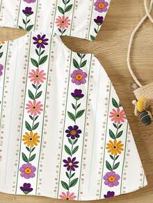 Spring And Summer Young Girl Casual Fashionable Creative Personalized Refreshing Vacation Style Colorful Floral Pattern Print Loose Woven Camisole Cropped Dress, Comfortable Daily Wear - Multicolor - View 5