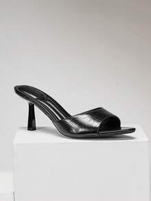 SHUZIA Women Minimalist Sexy Pointy Toe Stiletto Heel Sandals Summer Shoes - Black - View 4