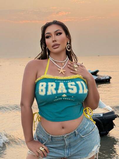 Swim SXY New Tropical Print Sexy Swimsuit Top, Strapless Resort Fashion Swimwear Top, Can Be Worn As Outerwear, Plus Size Swimwear Top