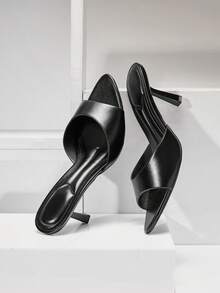 SHUZIA Giày sandal cao gót mũi nhọn tối giản gợi cảm dành cho nữ. - màu đen - Xem 10