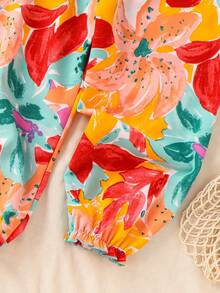 SHEIN Combinaison camisole à fleurs marguerite décontractée pour jeune fille en vacances - Rouge - Voir 10