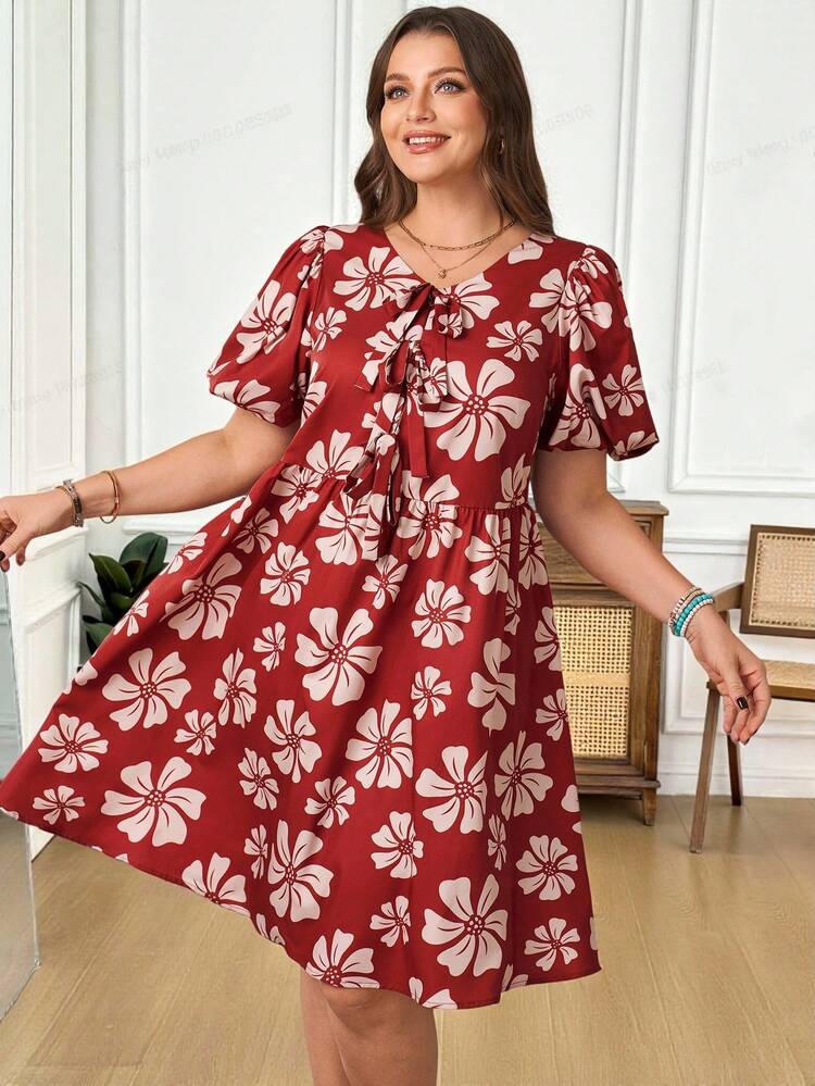 Plus Size Floral Print Casual Vacation Dress Plus Size Hawaiian Dress Women Summer Dresses Plus Plus Size Vacation Dress Summer Outfit For Women Beach Vacation Outfits Graduation Dress Women Plus Casual Dress