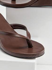 SHUZIA 女士舒适耐穿人字拖坡跟凉鞋 - 咖啡棕 - 查看 4