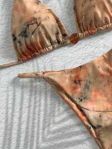 Bonvoyette 女士休闲沙滩派对印花挂脖比基尼两件套泳衣，新款夏季斑马纹罩衫两件套拉链上衣 - 彩色 - 查看 6