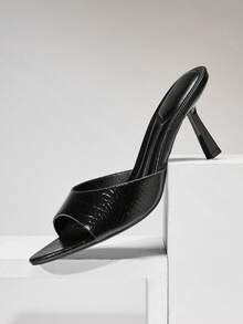 SHUZIA Women Minimalist Sexy Pointy Toe Stiletto Heel Sandals Summer Shoes - Black - View 6