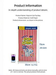 Popcorn Cat Toy - Fun Cartoon Bag For Interactive Play With Cats & Dogs, No Battery Needed - Multicolor - View 5