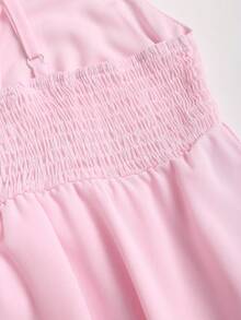 Sweetra Áo camisole nữ màu trơn mới, thắt eo nhún bèo, kiểu dáng thường ngày, đa năng, thích hợp mặc hàng ngày. - Hồng - Xem 4