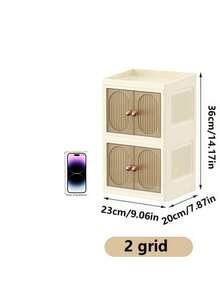 Foldable Makeup Organizer With Doors - Portable Desktop Storage Box For Cosmetics, Skincare, Multi-Layer & Collapsible - Multicolor - View 4