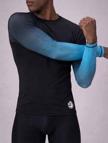 Manfinity KASUA Áo thun nam tay dài raglan in chữ, hiệu ứng ombre, phong cách lướt sóng - Nhiều màu - Xem 5