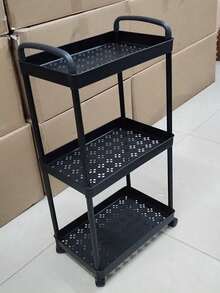 1 Xe đẩy đựng đồ 3 tầng màu trắng | Chất liệu nhựa bền + Bánh xe xoay 360° | Lưu trữ đa năng cho nhà bếp/phòng tắm/phòng ngủ | Khay đựng đồ tiết kiệm không gian - Nhiều màu - Xem 9