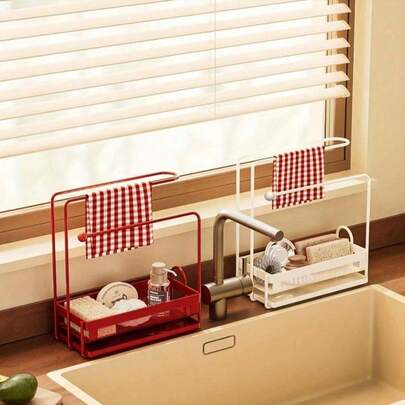 Cirelle 1 件复古厨房水槽收纳架，窄金属沥水架，可用于放置海绵和毛巾，节省空间，可放置于水龙头下方，趣味家居装饰，是圣诞节、万圣节、复活节、情人节、生日礼物的理想之选，也是独一无二的送礼佳品。