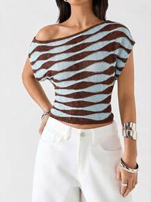 LYSMO Áo dệt kim tối giản, bất đối xứng, phối màu tương phản mới năm 2026 dành cho nữ, áo khoác ngoài thường ngày mùa xuân/hè, thích hợp cho kỳ nghỉ, đi biển. - Nhiều màu - Xem 4