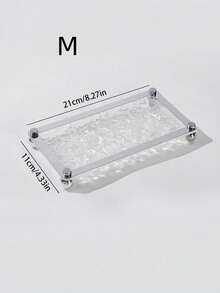 1pc Stone Pattern Clear Acrylic Tray Bathroom Vanity Trays With Stand, Cosmetic Table Jewelry Skin Care Cosmetics Tray, Napkin Tray, Clear Color Tray For Perfume, Aromatherapy, Shower Gel, Skin Care Products, Cosmetics - White - View 10