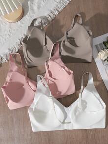 SHEIN 3件套女士无缝无钢圈文胸 - 彩色 - 查看 4
