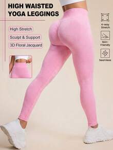 Sovereign Charm Quần legging thể thao thường ngày, không đường may, độ co giãn cao, thích hợp cho yoga, tập thể dục. - Hồng - Xem 2