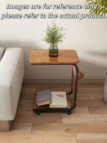 Mobile C-Shaped End Table With Wheels & Storage Pocket - Fits Over Couch/Bed, Portable Side Table For Living Room, Balcony - Multicolor - View 15