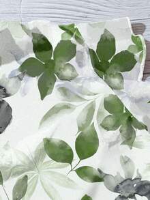 EMERY ROSE 大码女式花卉叶子印花V领休闲衬衫，适合夏季日常穿着 - 綠色 - 查看 5