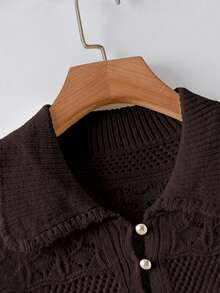 GlowEve New Arrival European And American Fashion Mixed Color Knit Sweater Top - Brown - View 5