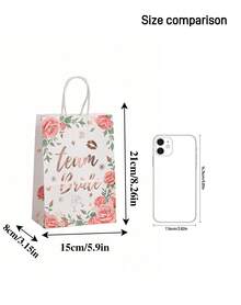 4/12/20/25 Pcs Rose Gold Foil Flower Gift Bags, Suitable For Wedding, Bridal Shower, Birthday, Business Shopping, Party Favors, Graduation - Multicolor Paper Bags, Applicable For Festivals, Class Reunions, Parties And Various Occasions - Multicolor - View 3