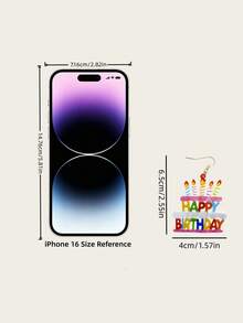 Zazumi 生日派对耳环 - 生日快乐字母亚克力吊坠耳环，可爱个性饰品，送给她的礼物 - 彩色 - 查看 4