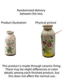 Cirelle 复古裂纹釉陶瓷花瓶，农舍风格装饰，凹槽瓶身，乳白色饰面，适合干花插花，可作餐桌摆件，成人适用，家居装饰品 - 彩色 - 查看 11