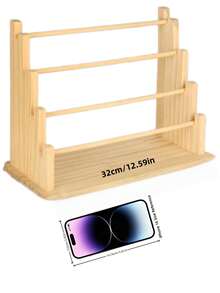 1个木质线轴收纳架，立式桌面线轴架，适用于缝纫、礼品包装、丝带和毛线收纳、工艺用品、发饰等，带线轴架、丝带收纳架、纸胶带收纳架、缝纫用品展示架、多功能首饰架、发饰收纳架，适合DIY手工室、烘焙店、花店和日常家居使用。 - 彩色 - 查看 10