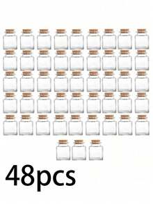 48 个带盖方形玻璃瓶，迷你玻璃罐，多用途小瓶，适用于糖果、药水、香料、DIY 手工艺品、礼品、生日、婚礼和派对。 - 彩色 - 查看 8