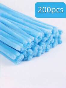 100/200/300/500 PCS Of Light And Fresh Color Macaron-Colored Pipe Cleaner Craft Products, Multi-Color Chenille Stems, Densioned Chenille Stems, Soft Twist Rods, Pipe Cleaner Stems For Art And Craft Projects, Creative Diy Decoration - Light blue - View 9