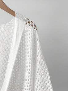 GlowEve Áo khoác cardigan nữ dáng rộng, thời trang, đa năng, gợi cảm, cổ chữ V khoét rỗng, thắt nơ phía trước. - trắng - Xem 3