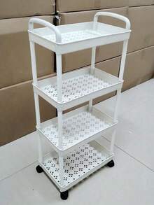 1 Xe đẩy đựng đồ 3 tầng màu trắng | Chất liệu nhựa bền + Bánh xe xoay 360° | Lưu trữ đa năng cho nhà bếp/phòng tắm/phòng ngủ | Khay đựng đồ tiết kiệm không gian - Nhiều màu - Xem 4