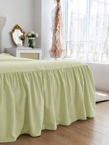 Cirelle 1pc Ruffled Elastic Bed Skirt – Soft & Elegant Princess Style Bed Sheet Cover For Single, Double & King Size Beds, Machine Washable, Cloud-Like Comfort - Green - View 12