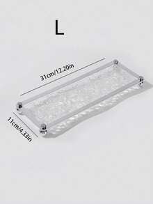 1pc Stone Pattern Clear Acrylic Tray Bathroom Vanity Trays With Stand, Cosmetic Table Jewelry Skin Care Cosmetics Tray, Napkin Tray, Clear Color Tray For Perfume, Aromatherapy, Shower Gel, Skin Care Products, Cosmetics - White - View 9