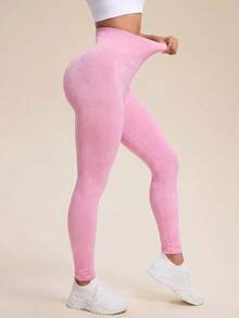 Sovereign Charm Quần legging thể thao thường ngày, không đường may, độ co giãn cao, thích hợp cho yoga, tập thể dục. - Hồng - Xem 5