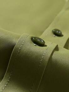Manfinity Mode Men's Solid Color Single-Breasted Casual Shirt, Formal, Ceremony - Green - View 6