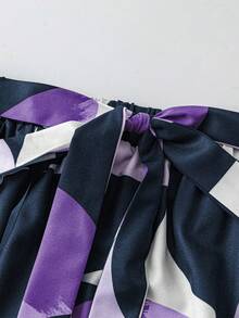 Rometta Falda A-Line casual y versátil para citas/viajes con estampado geométrico para mujer de talla grande - Morado - Ver 4