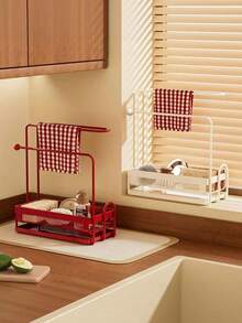 Cirelle 1 Pc Retro Kitchen Sink Storage Rack, Narrow Metal Drain Rack, Used For Sponges And Towels, Space Saving Storage Rack Under The Faucet, Fun Home Decoration, Perfect For Christmas, Halloween, Easter, Valentine's Day, Birthday Gifts, Unique Gifts, The Best Ideal Choice For Gift Giving - 25.5*22.6*11.2cm - View 10