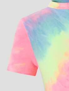 SHEIN 女童纯色针织高领半拉链修身连体运动服 - 彩色 - 查看 8