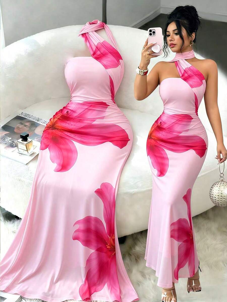 Elenzga Váy in hoa gợi cảm - Hồng - Xem 1