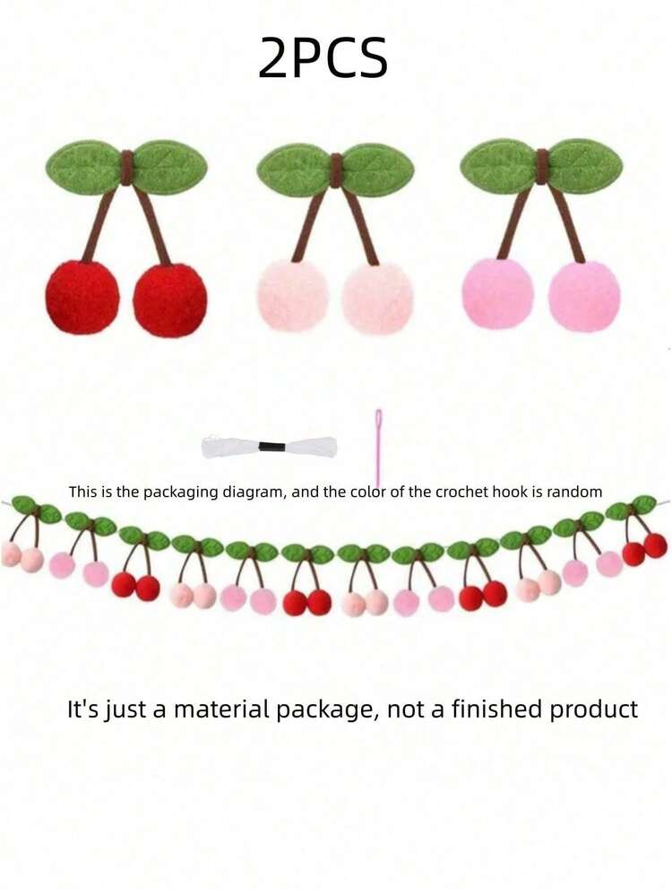 1PC Kawaii Cherry Pompom Garland - Fluffy Plush Ball DIY Threading Banner For Birthday Party, Baby Shower, Nursery, Bedroom Wall Decor, Aesthetic Room, Boho Holiday & Mother's Day Graduation Gift Decoration - Multicolor - View 17