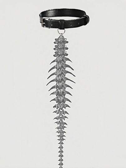 ROMWE Goth 1pc Black Y2K Babe Punk Style Dragon Scorpion Decor Trash Punk Fashion Minimalist 3D Unisex Necktie, Suitable For School, Casual, Commute, Concert, Date And More