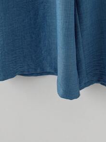 EMERY ROSE Conjunto de 2 piezas de top estampado sin mangas de cuello redondo y pantalones de pierna ancha con bolsillos, talla grande - Azul y blanco - Ver 6
