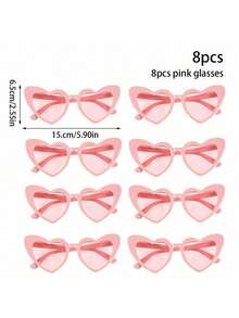 SHEIN 8PCS Heart Shaped Sunglasses For Wedding Party And Daily Travel Decoration,Christmas - Pink - View 10