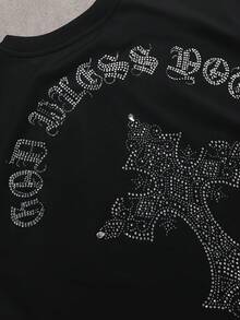 STYNVO Men's Casual Cross & Letter Rhinestone Decor Tank Top, Summer, Holiday - Black - View 4