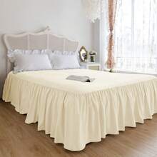 Cirelle 1pc Ruffled Elastic Bed Skirt – Soft & Elegant Princess Style Bed Sheet Cover For Single, Double & King Size Beds, Machine Washable, Cloud-Like Comfort - Light Yellow - View 3