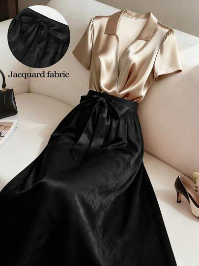 GlowEve CURVE Plus Size Women Elegant Satin Skirt, Spring/Summer