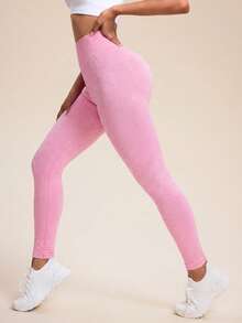 Sovereign Charm Quần legging thể thao thường ngày, không đường may, độ co giãn cao, thích hợp cho yoga, tập thể dục. - Hồng - Xem 4