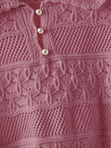 EMERY ROSE New Arrival European And American Fashion Mixed Color Knit Sweater Top - Rose Red - View 6